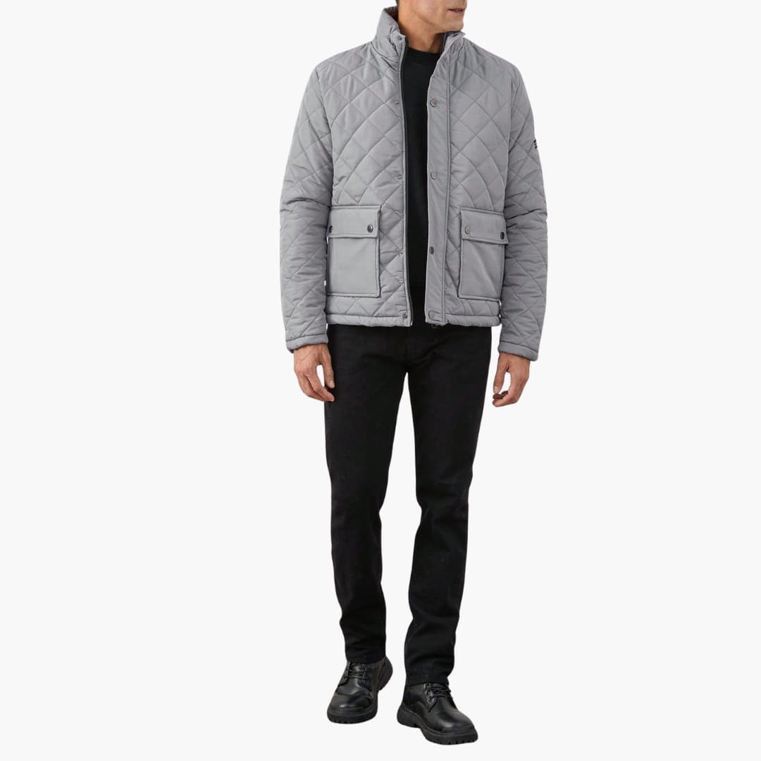 Elarova | Herren Stepp Winterjacke mit hohem Kragen und Druckknopfverschluss