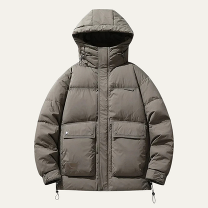Elarova | Herren-Steppjacke in kastenförmiger, hüftlanger Form