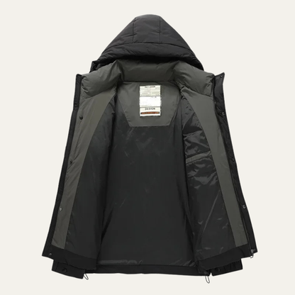 Elarova | Herren-Steppjacke in kastenförmiger, hüftlanger Form