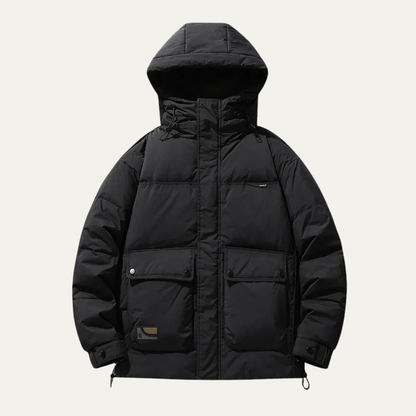 Elarova | Herren-Steppjacke in kastenförmiger, hüftlanger Form