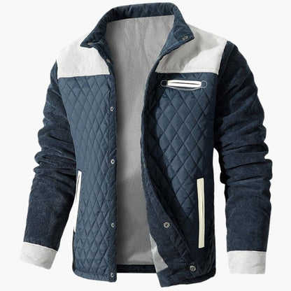 Elarova | Herren Steppjacke mit Druckknöpfen und Kontrastpanelen