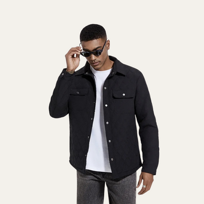 Elarova | Herren-Steppjacke mit Druckknopfverschluss