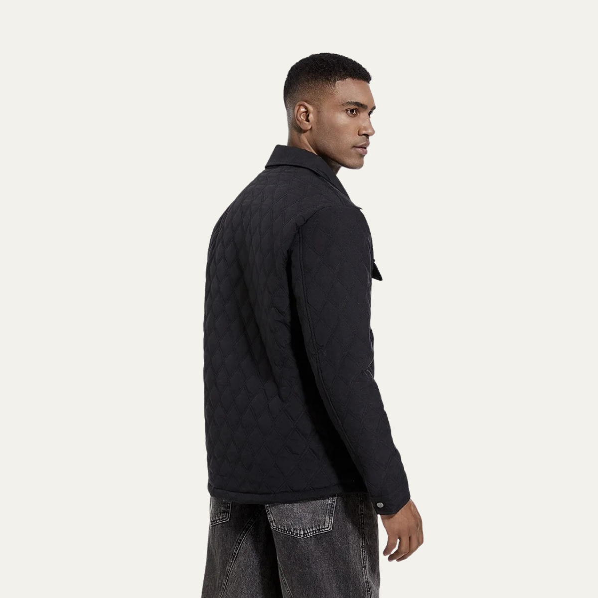 Elarova | Herren-Steppjacke mit Druckknopfverschluss