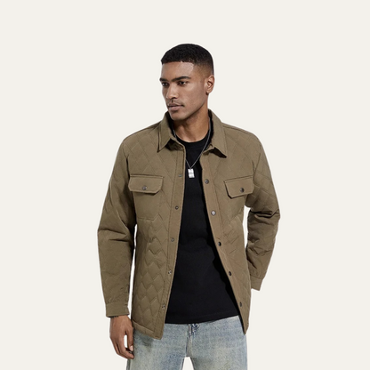 Elarova | Herren-Steppjacke mit Druckknopfverschluss