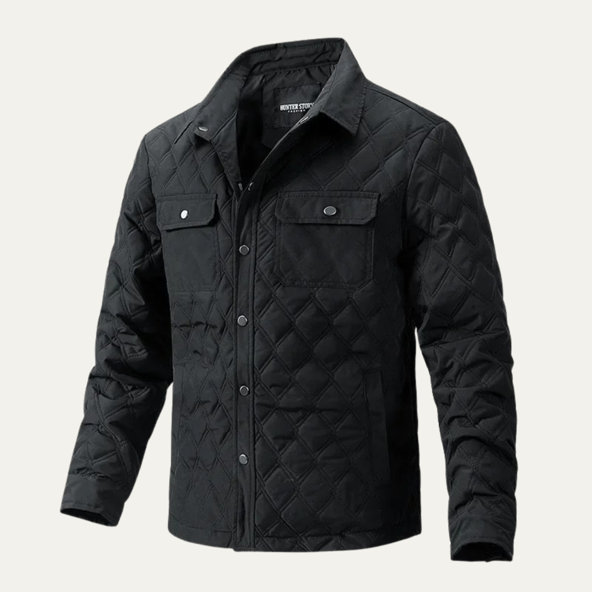 Elarova | Herren-Steppjacke mit Druckknopfverschluss