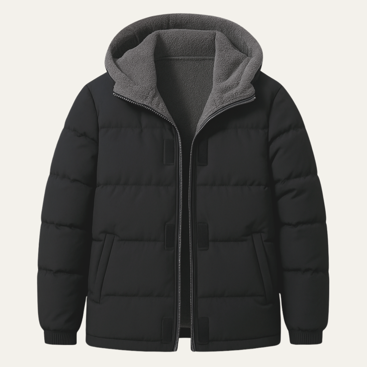 Elarova | Herren-Steppjacke mit Kapuze und Sherpa-Futter