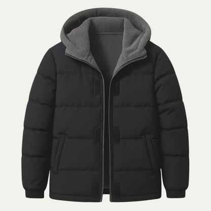 Elarova | Herren-Steppjacke mit Kapuze und Sherpa-Futter