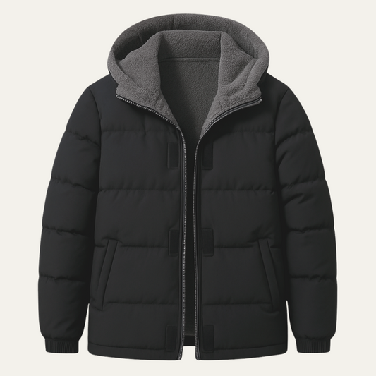 Elarova | Herren-Steppjacke mit Kapuze und Sherpa-Futter