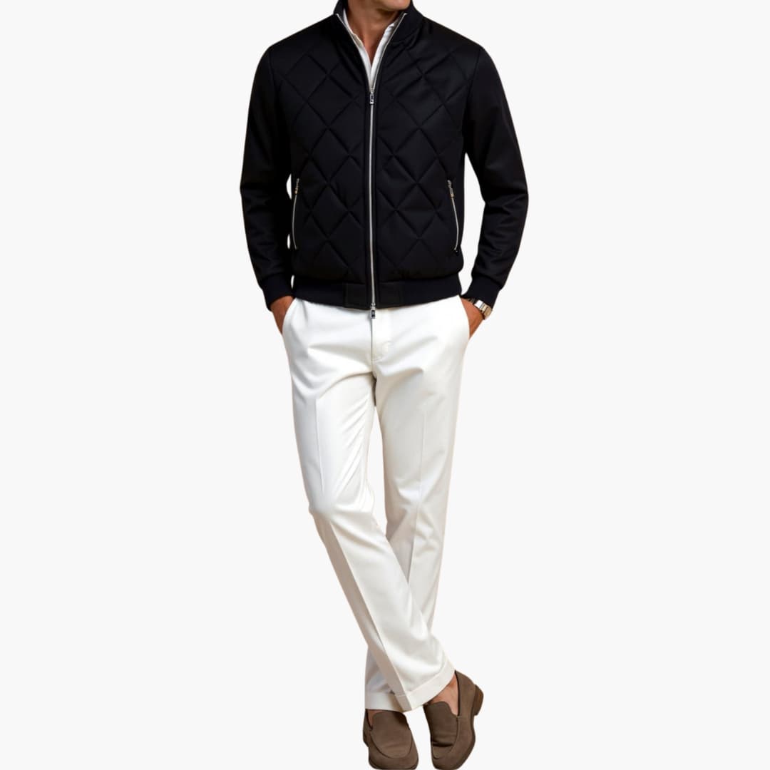 Elarova | Herren Steppjacke mit Reißverschluss und Rippenbündchen