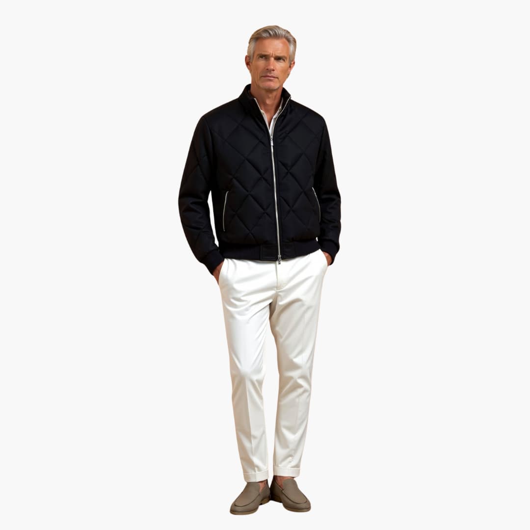 Elarova | Herren Steppjacke mit Reißverschluss und Rippenbündchen