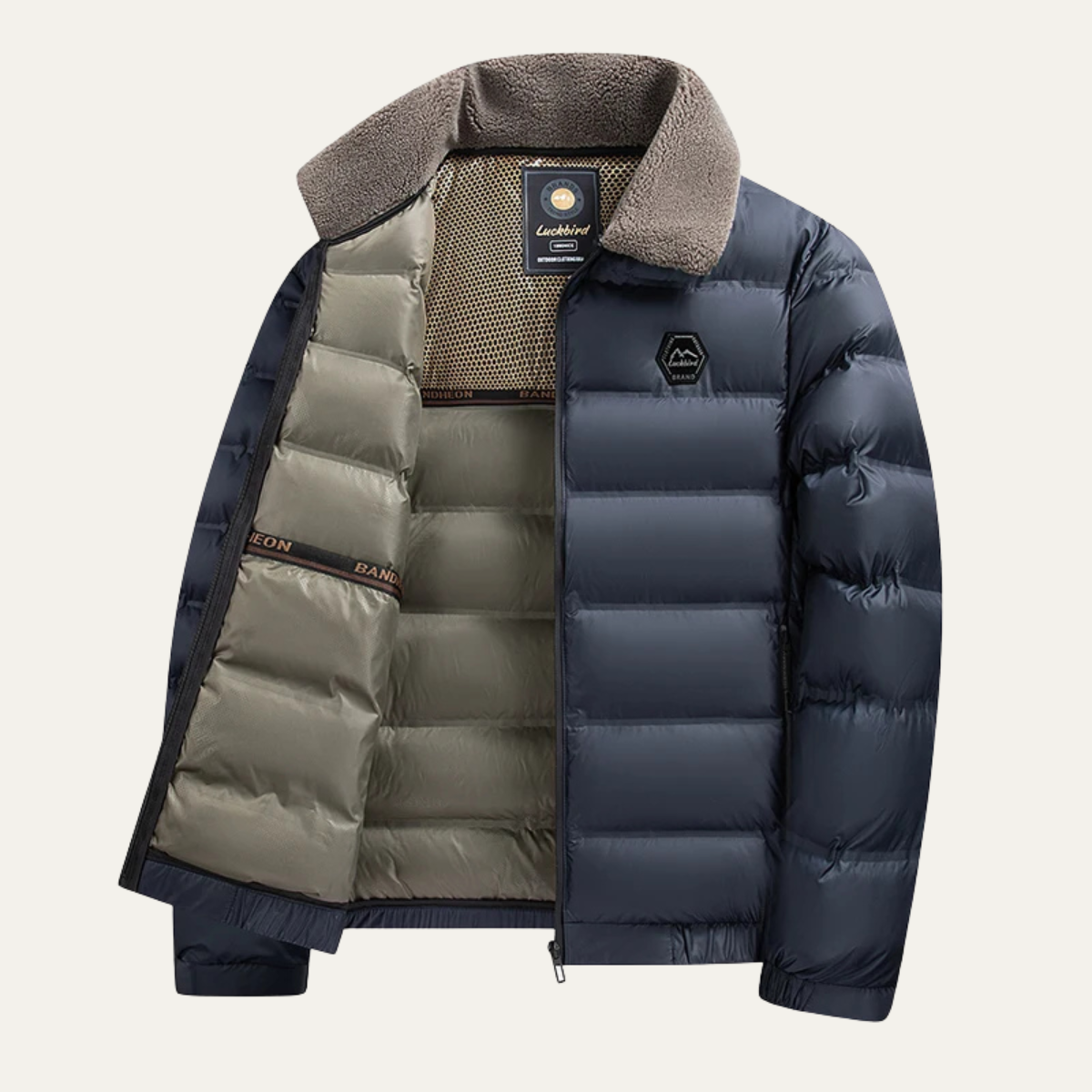 Elarova | Herren-Steppjacke mit Sherpa-Kragen