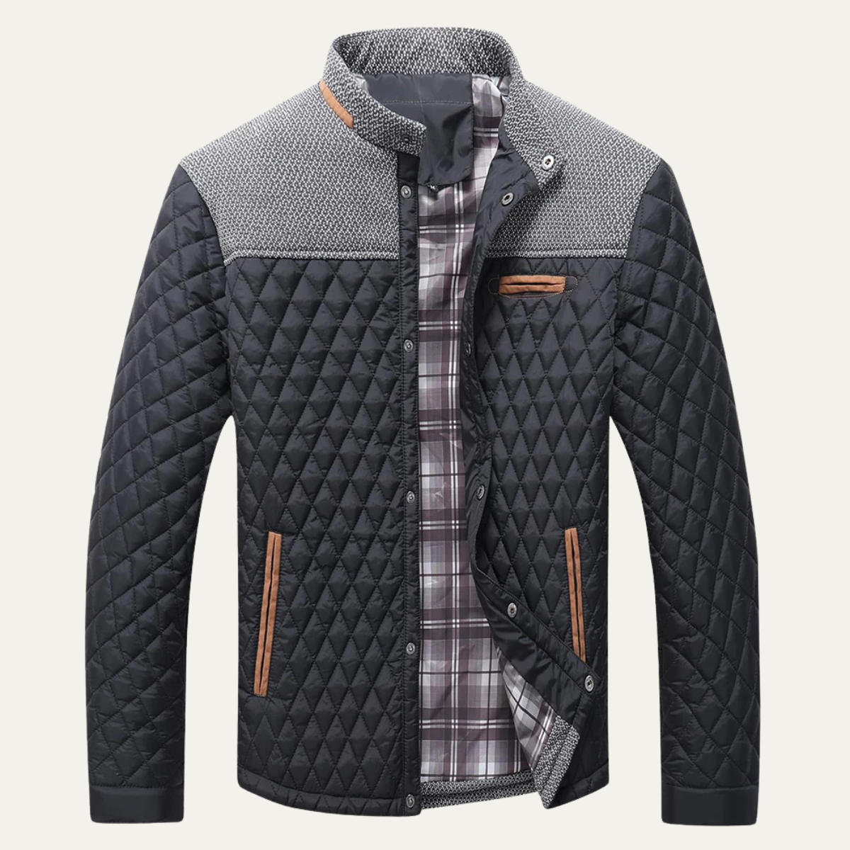 Elarova | Herren-Steppstrickjacke mit Passe