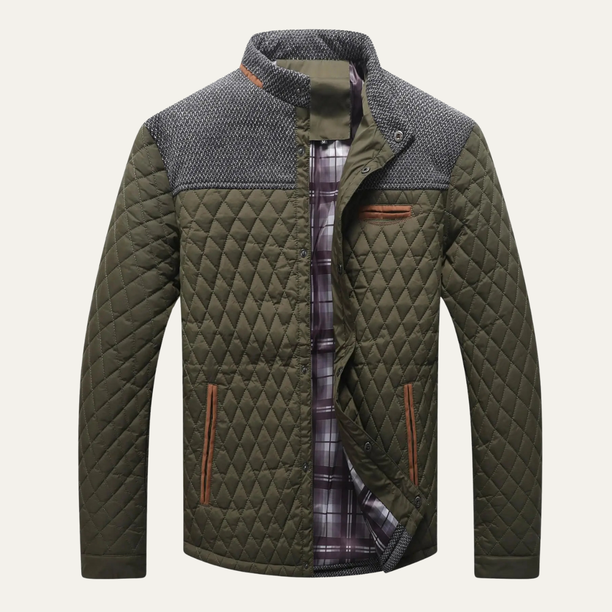 Elarova | Herren-Steppstrickjacke mit Passe