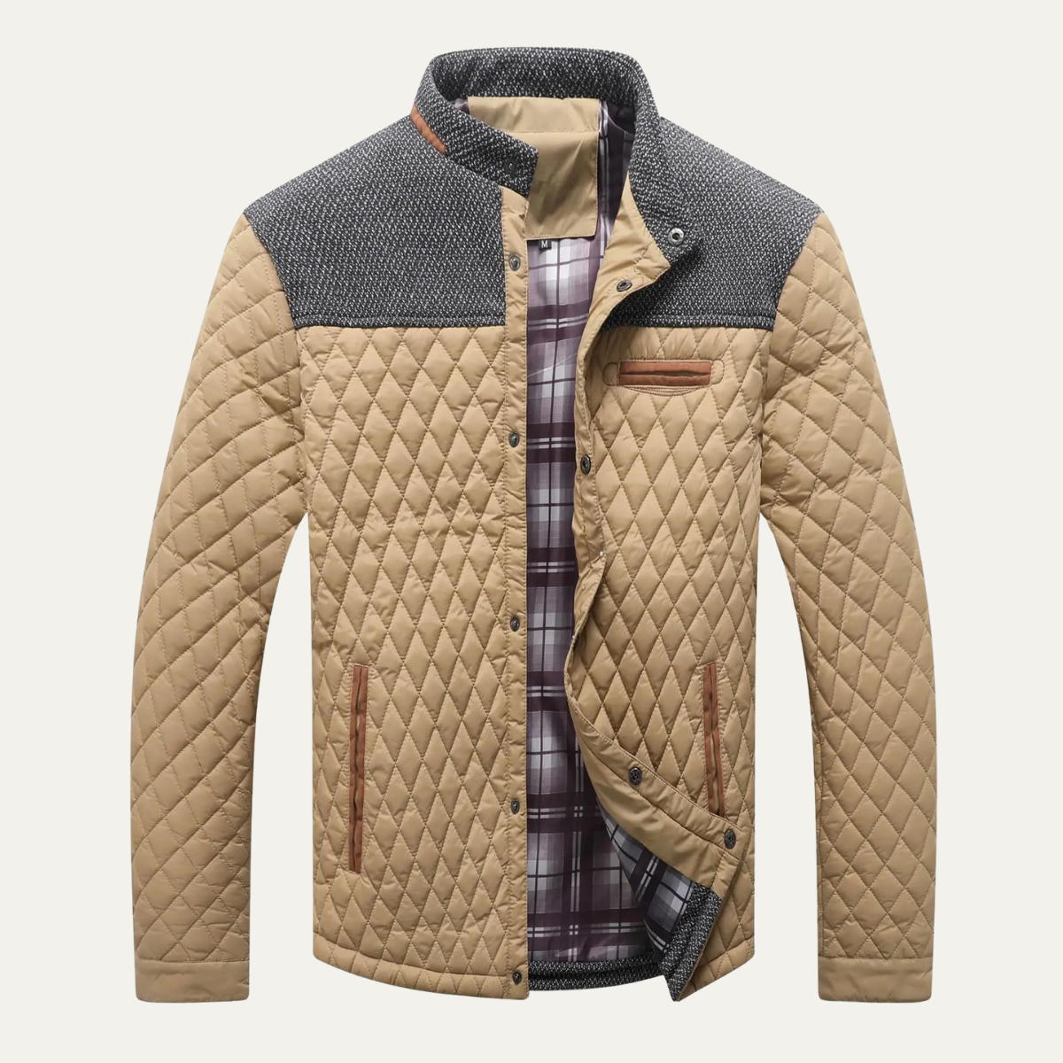 Elarova | Herren-Steppstrickjacke mit Passe
