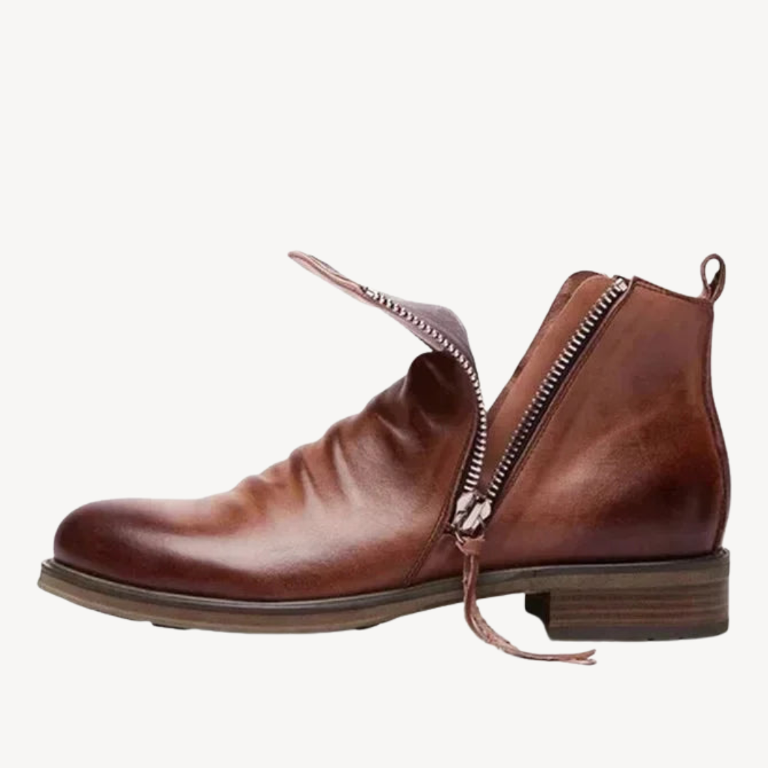 Elarova | Herren-Stiefeletten aus Leder mit Reißverschluss