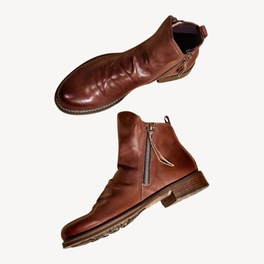Elarova | Herren-Stiefeletten aus Leder mit Reißverschluss