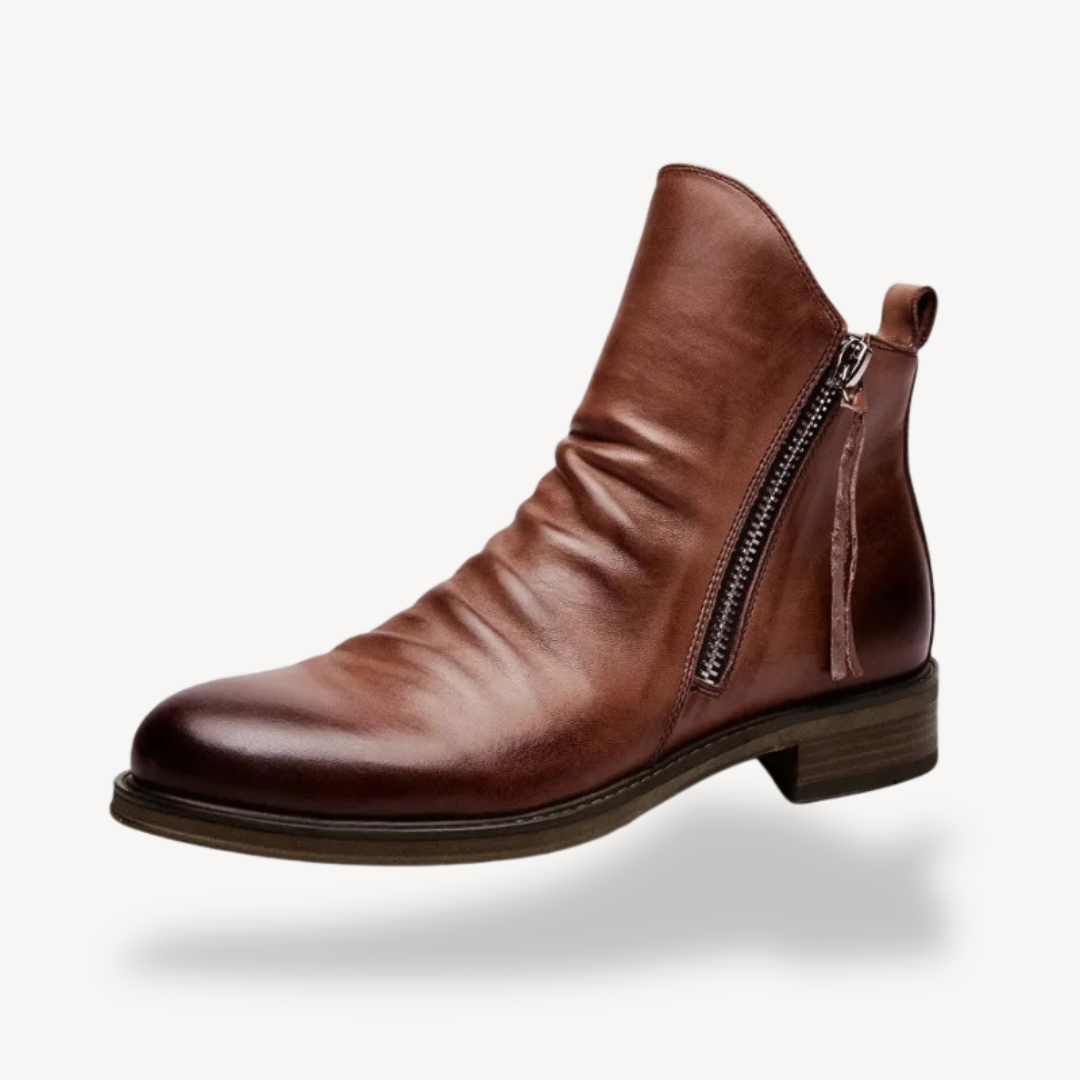 Elarova | Herren-Stiefeletten aus Leder mit Reißverschluss