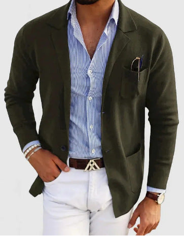 Elarova | Herren Strickjacke Mit Lässigen Knöpfen, Taschen Und Reverskragen, Einfarbig, Langärmelig