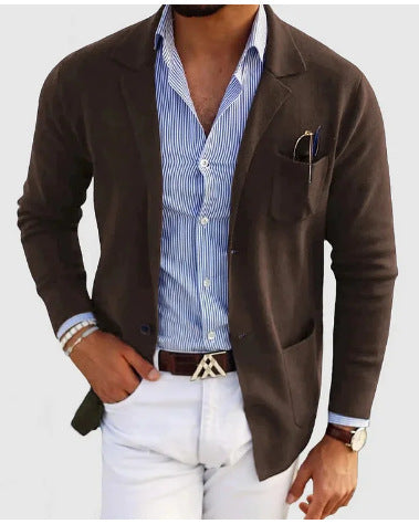Elarova | Herren Strickjacke Mit Lässigen Knöpfen, Taschen Und Reverskragen, Einfarbig, Langärmelig