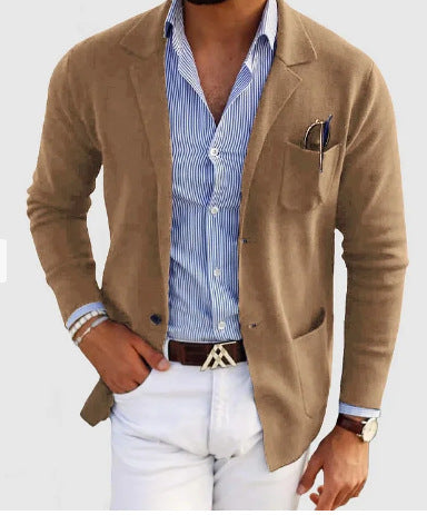 Elarova | Herren Strickjacke Mit Lässigen Knöpfen, Taschen Und Reverskragen, Einfarbig, Langärmelig
