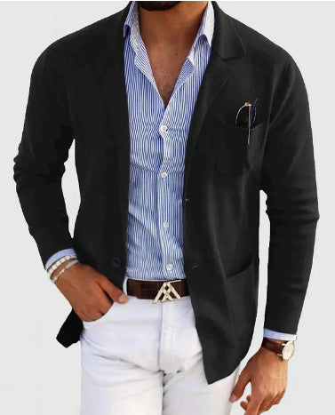 Elarova | Herren Strickjacke Mit Lässigen Knöpfen, Taschen Und Reverskragen, Einfarbig, Langärmelig