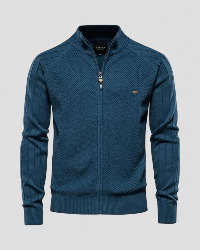 Elarova | Herren-Strickjacke aus Baumwolle mit Reißverschluss und lässigem Winterpullover