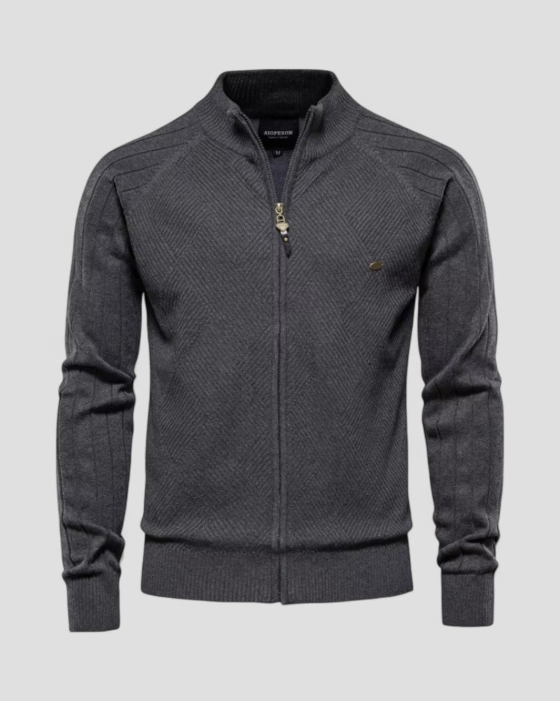 Elarova | Herren-Strickjacke aus Baumwolle mit Reißverschluss und lässigem Winterpullover