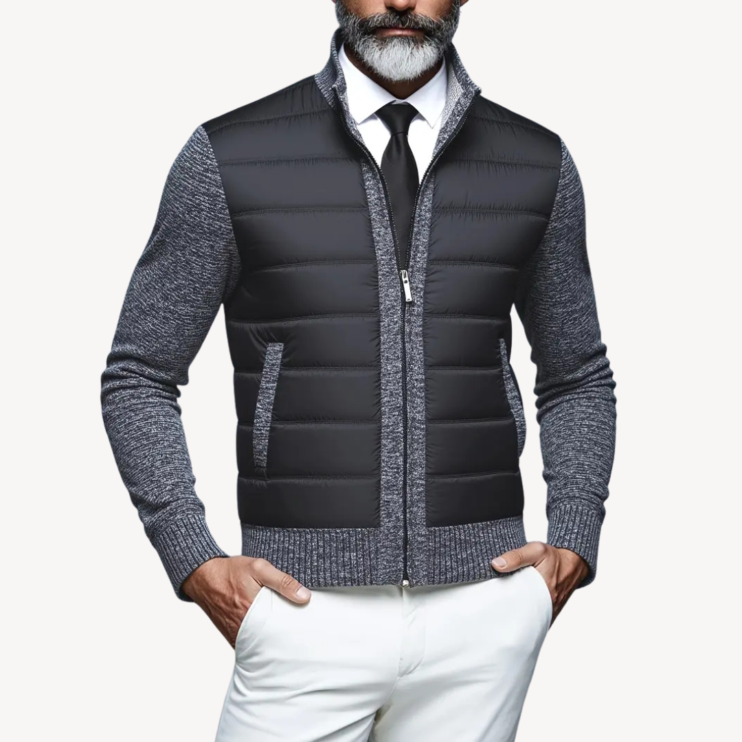 Elarova | Herren-Strickjacke mit Hybrid-Steppung