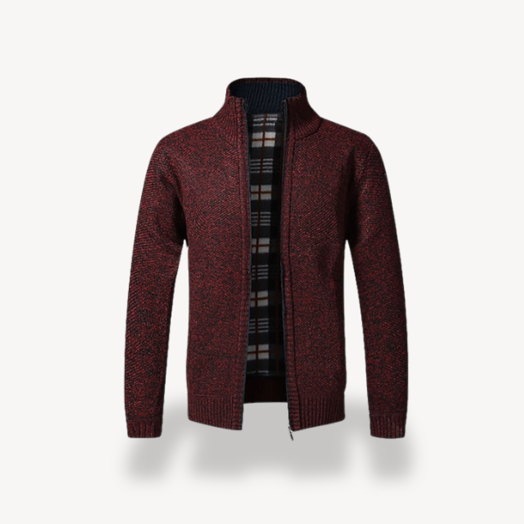 Elarova | Herren-Strickjacke mit Reißverschluss und Fleecefutter