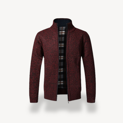 Elarova | Herren-Strickjacke mit Reißverschluss und Fleecefutter