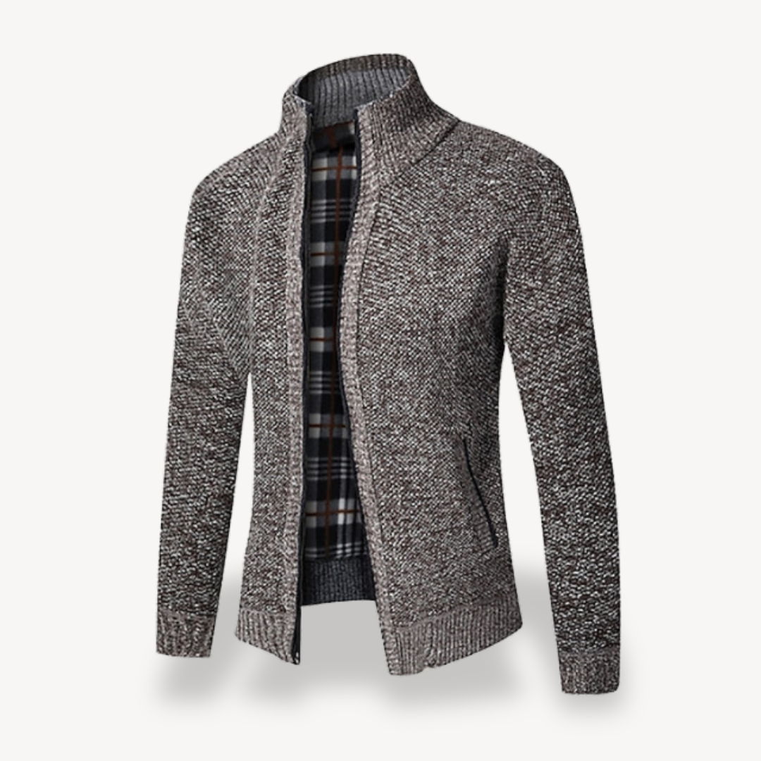 Elarova | Herren-Strickjacke mit Reißverschluss und Fleecefutter