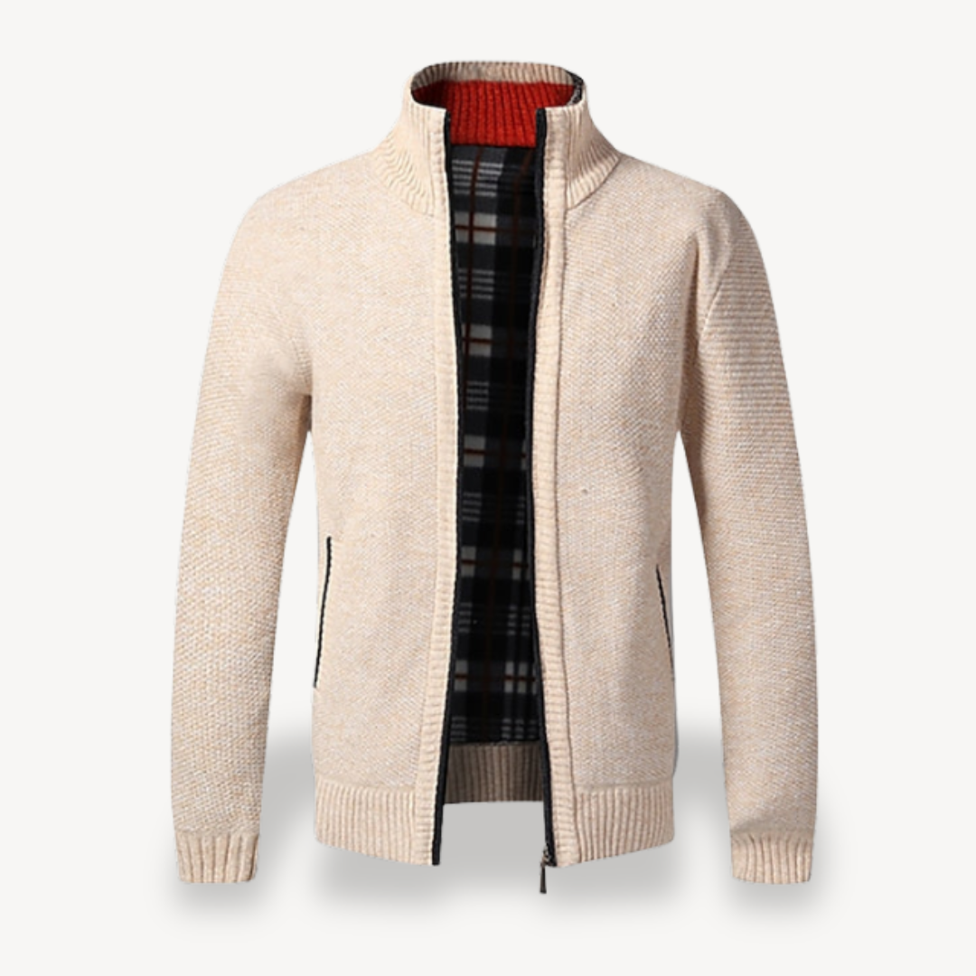 Elarova | Herren-Strickjacke mit Reißverschluss und Fleecefutter