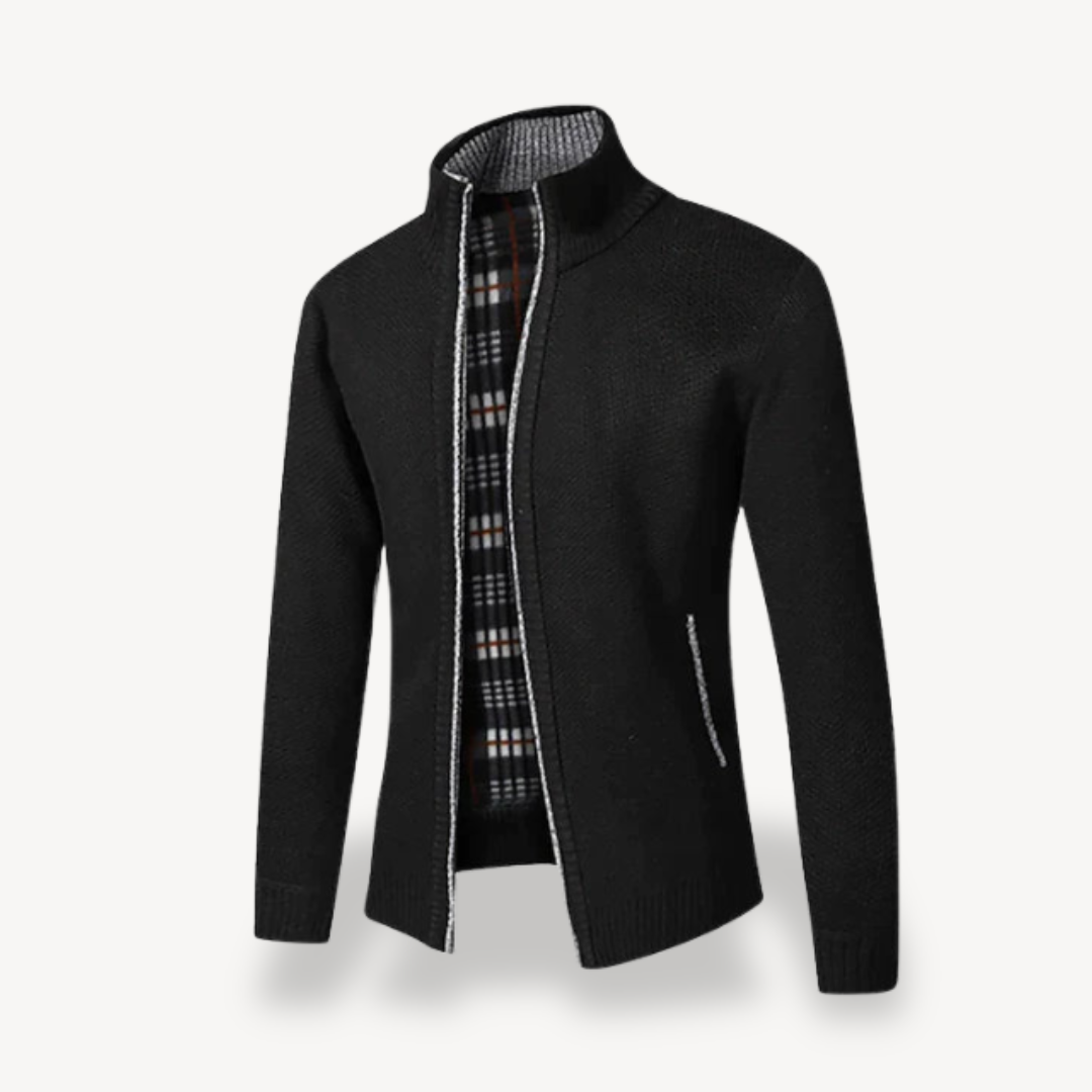 Elarova | Herren-Strickjacke mit Reißverschluss und Fleecefutter