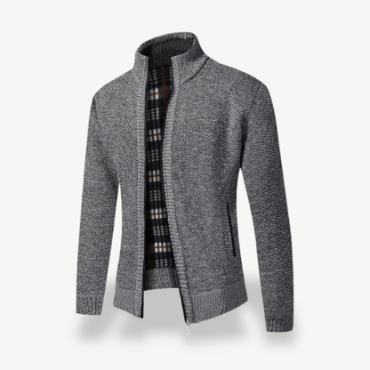 Elarova | Herren-Strickjacke mit Reißverschluss und Fleecefutter