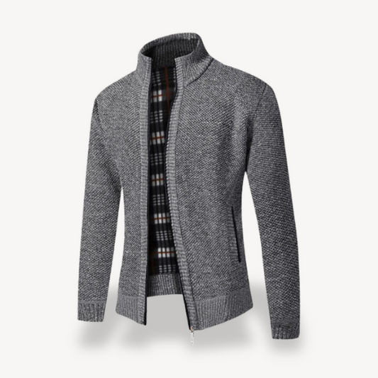 Elarova | Herren-Strickjacke mit Reißverschluss und Fleecefutter