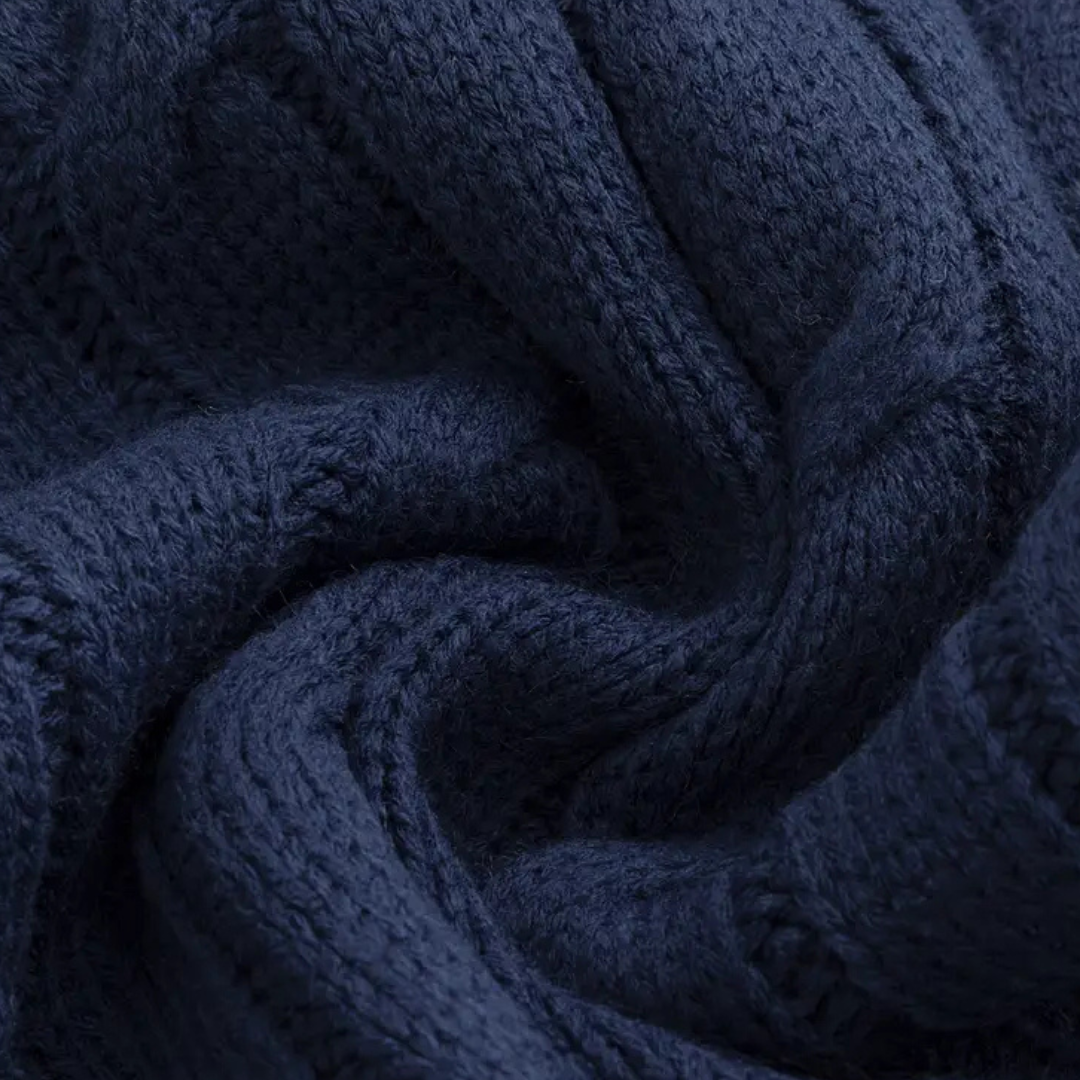 Elarova | Herren-Strickjacke mit Schalkragen und Zopfmuster