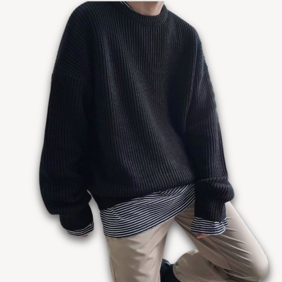 Elarova | Herren-Strickpullover – Lässiger Oversize-Pullover für Erwachsene – Winterkleidung aus weichem Acryl