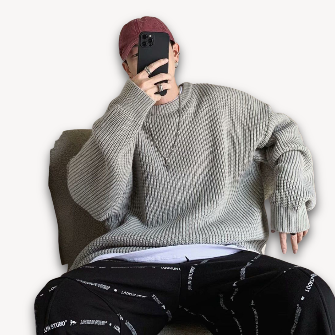 Elarova | Herren-Strickpullover – Lässiger Oversize-Pullover für Erwachsene – Winterkleidung aus weichem Acryl