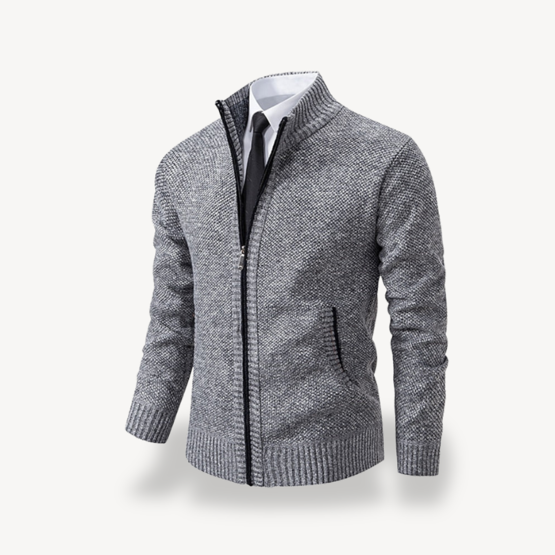 Elarova | Herren-Strickpullover mit Reißverschluss und Kragen