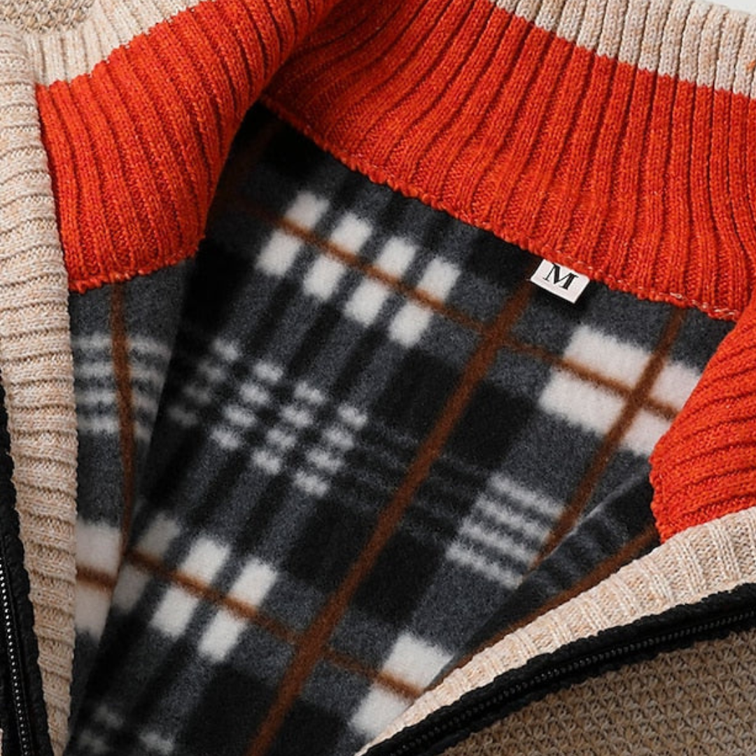 Elarova | Herren-Strickpullover mit Reißverschluss und Kragen