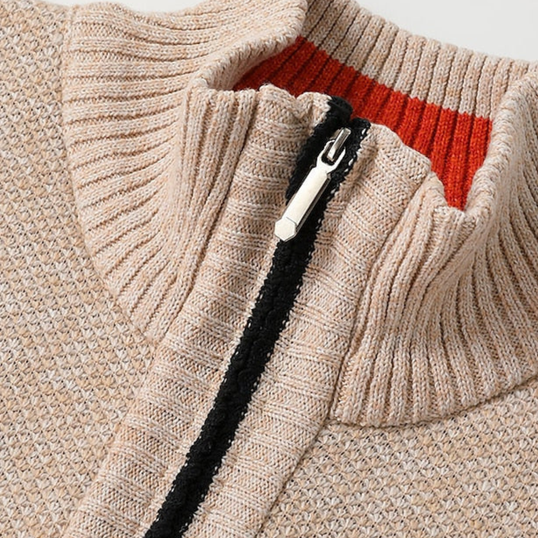 Elarova | Herren-Strickpullover mit Reißverschluss und Kragen