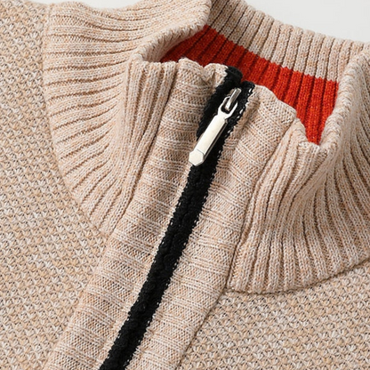 Elarova | Herren-Strickpullover mit Reißverschluss und Kragen