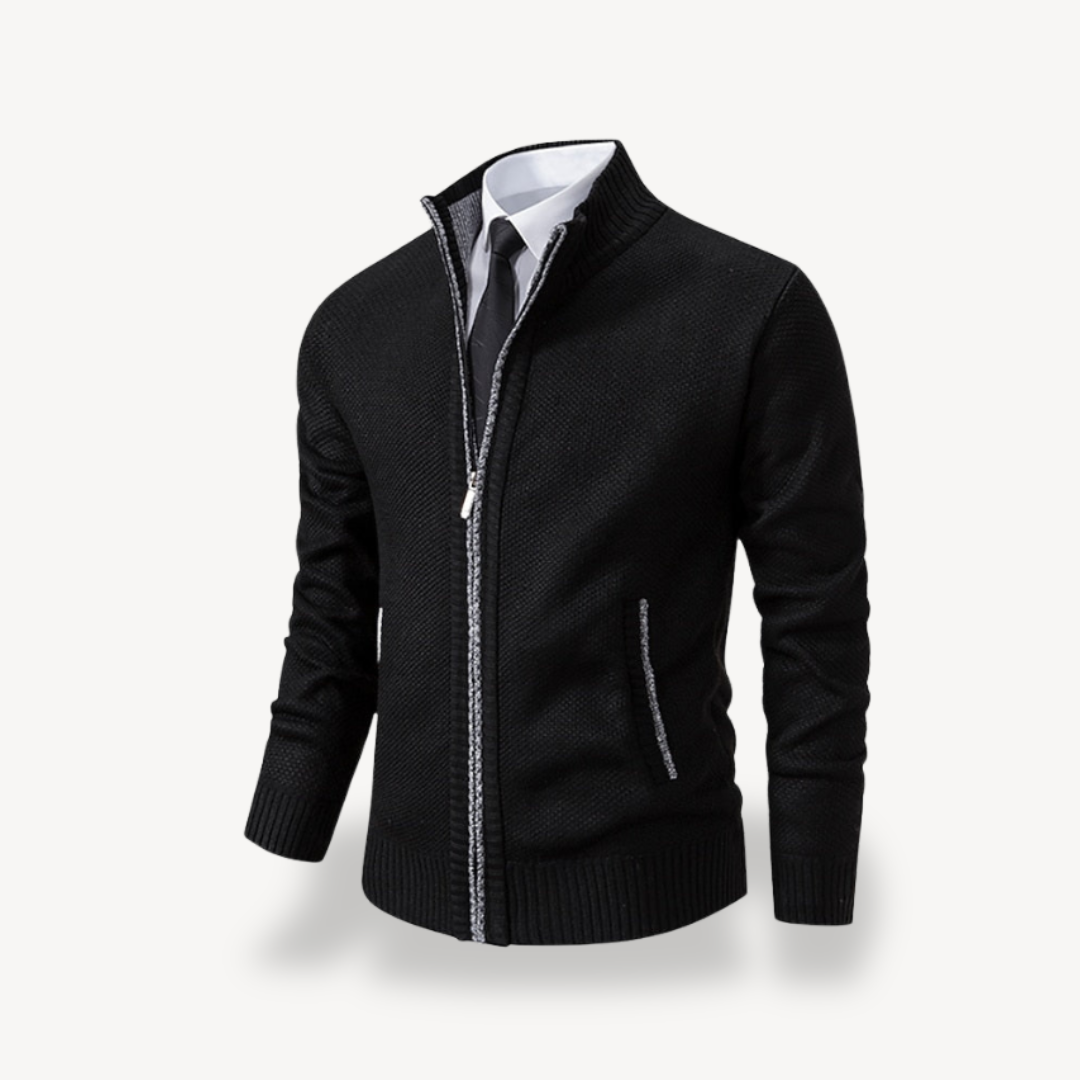 Elarova | Herren-Strickpullover mit Reißverschluss und Kragen