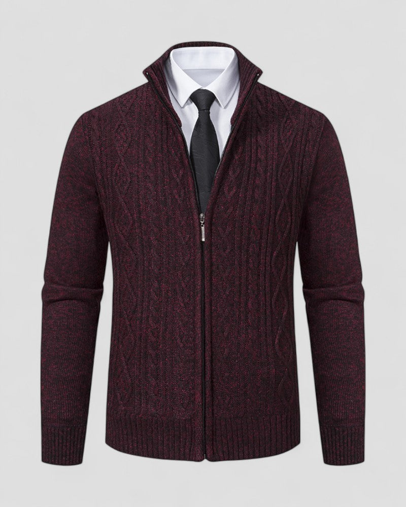 Elarova | Herren-Strickpullover mit Reißverschluss vorne und Stehkragen