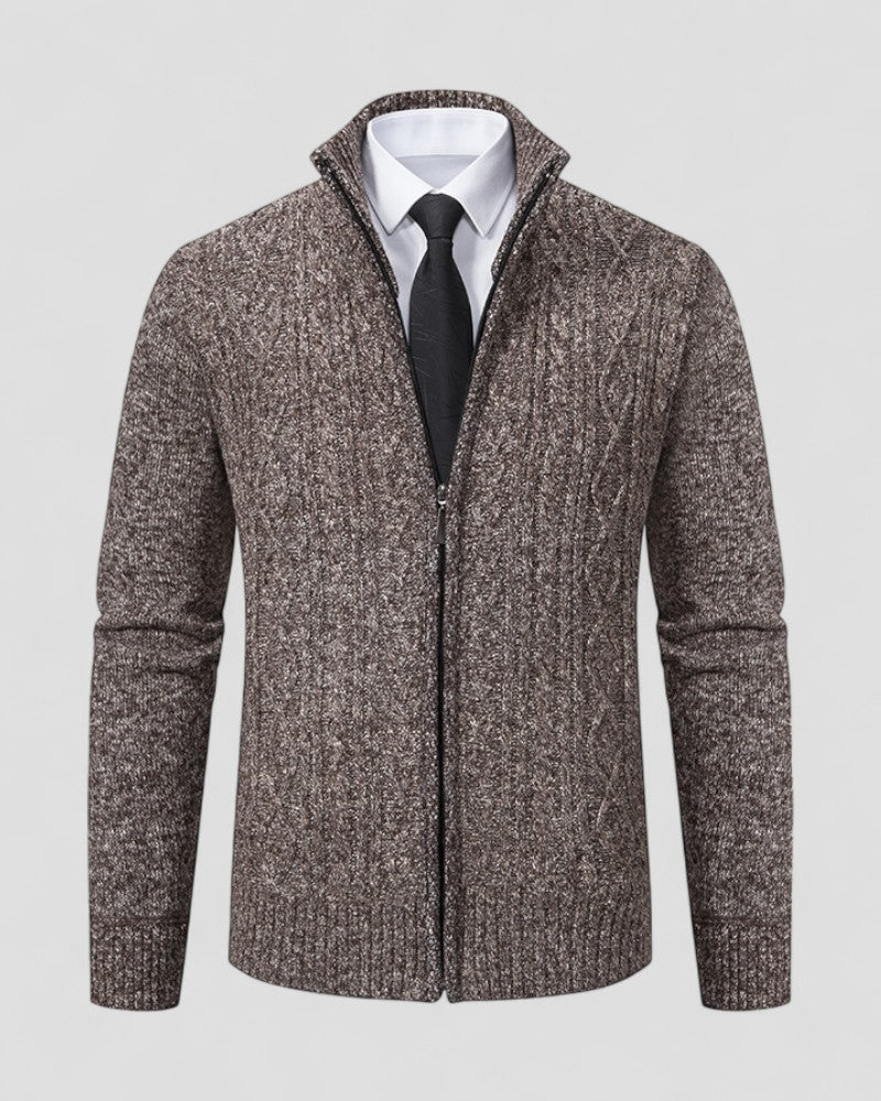 Elarova | Herren-Strickpullover mit Reißverschluss vorne und Stehkragen