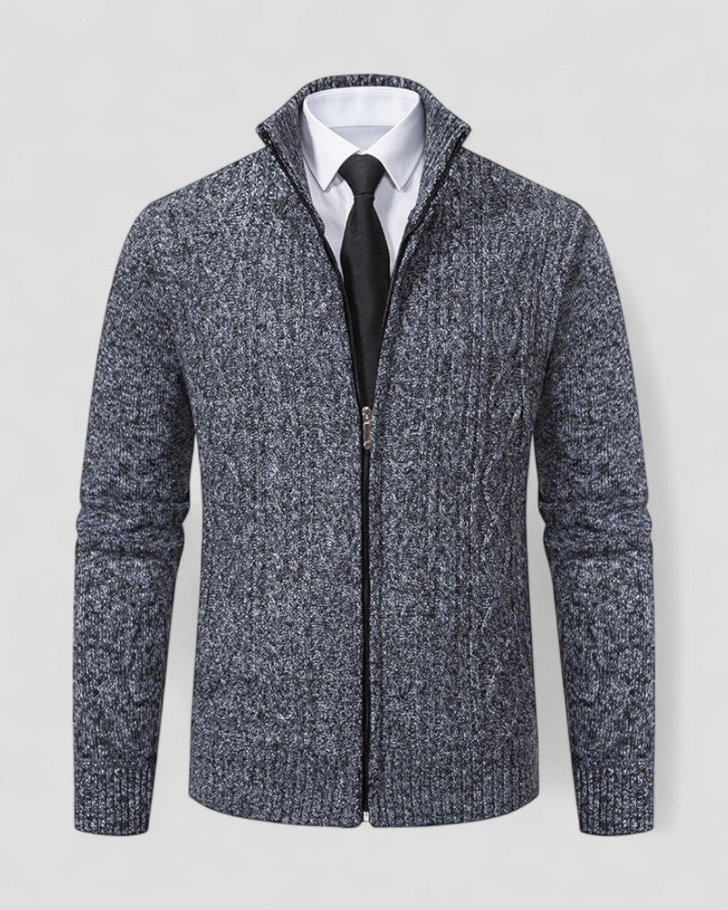 Elarova | Herren-Strickpullover mit Reißverschluss vorne und Stehkragen