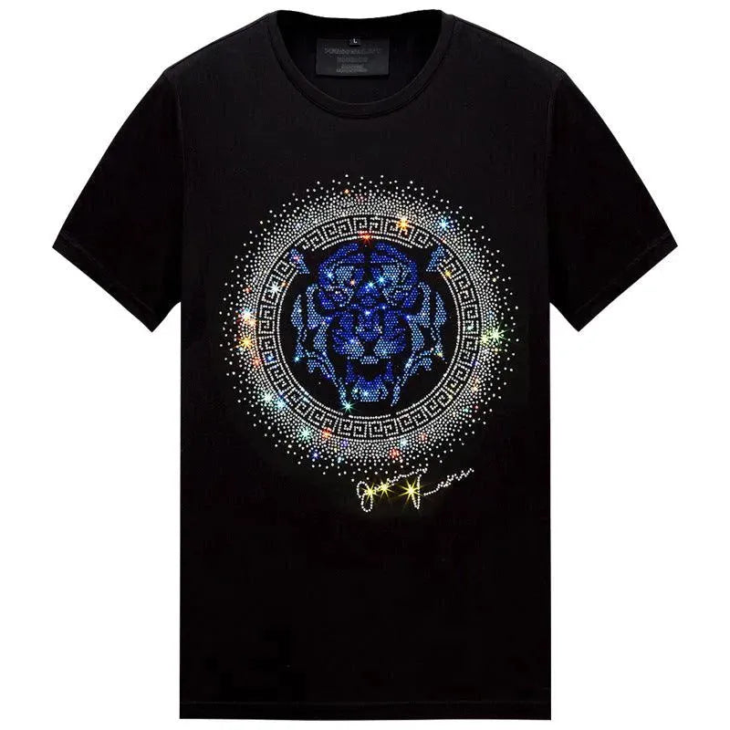 Elarova | Herren T-Shirt mit Tigerkopf und Strass