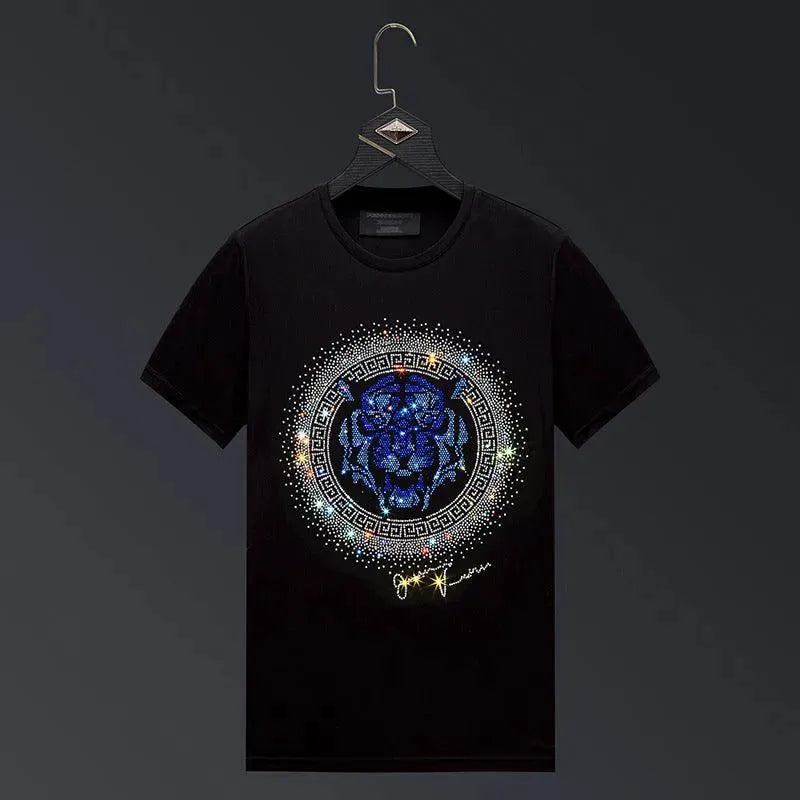 Elarova | Herren T-Shirt mit Tigerkopf und Strass