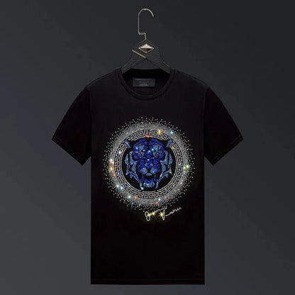 Elarova | Herren T-Shirt mit Tigerkopf und Strass