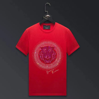 Elarova | Herren T-Shirt mit Tigerkopf und Strass